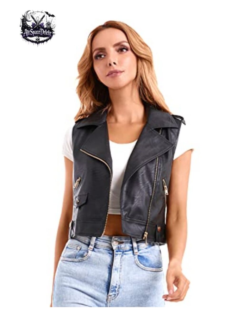 Faux Leather Vest Women Motorcycle Biker Moto Waistcoat